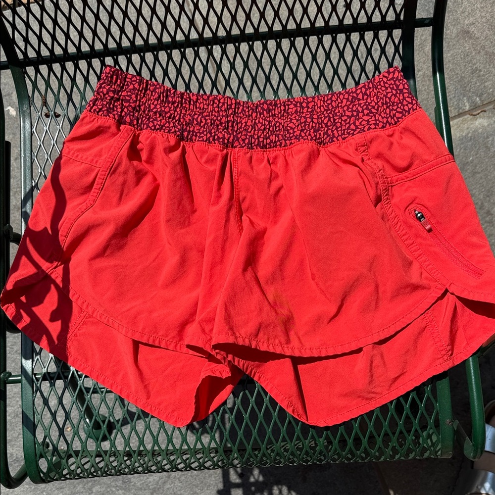Women’s Red Active Skort Shorts with Printed Waistband